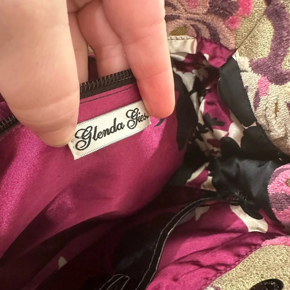 Glenda Gies Vintage Floral Chenille Tapestry Burnout Large Handbag Shoulder Bag - Picture 5 of 11